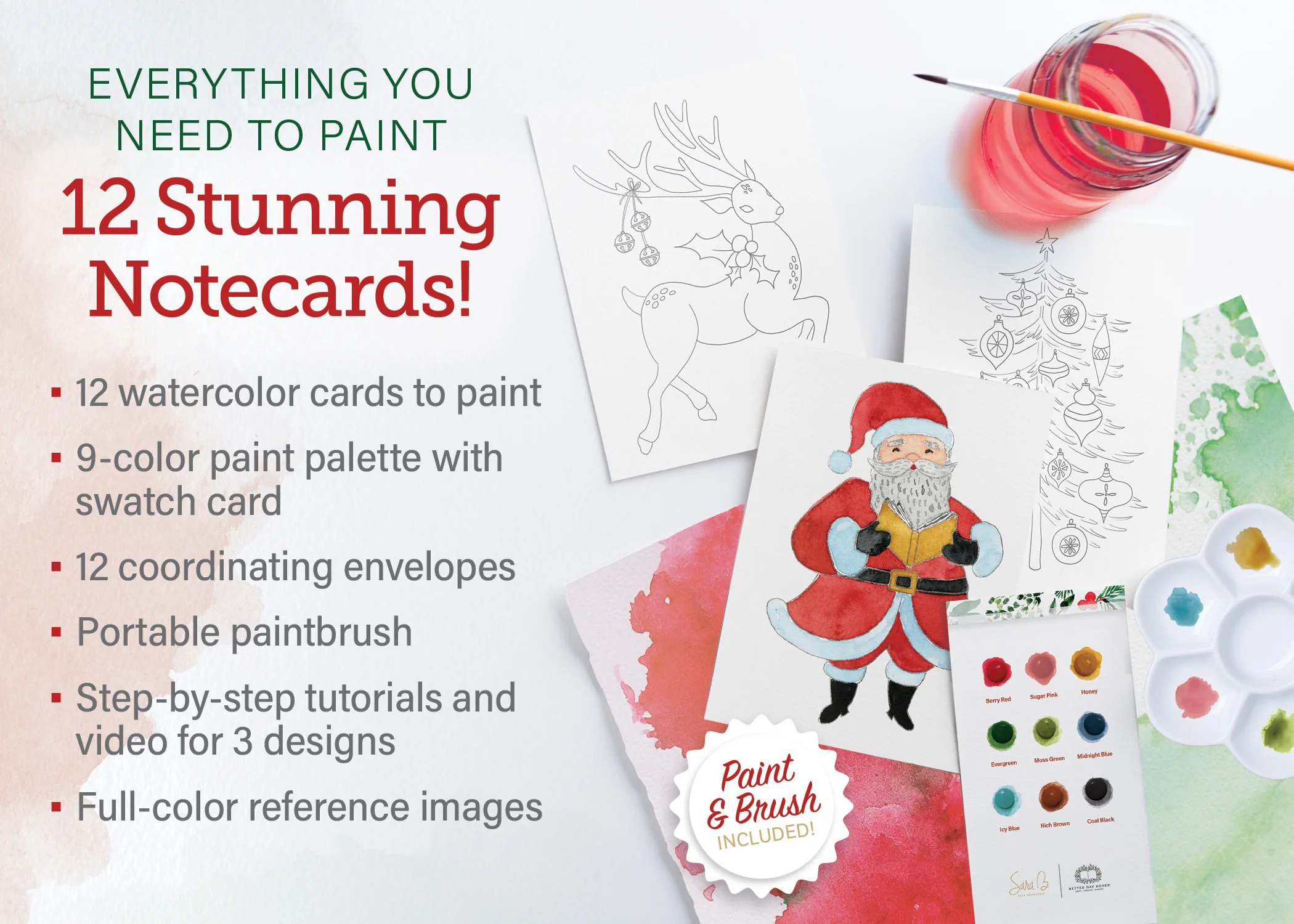 Watercolor the Easy Way Paint-Your-Own Watercolor Cards Christmas - Image 2